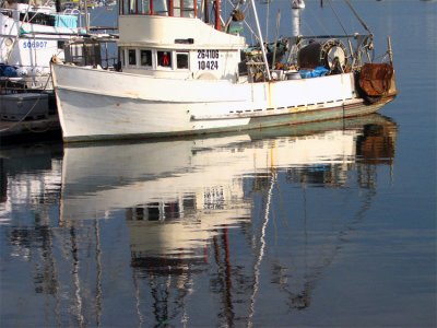 fishing boat reflections