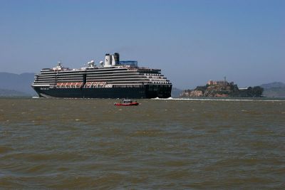 Criuse ship passing Alcatraz