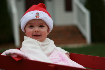 Erin showing off her wagon