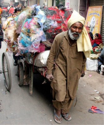Pulling Wooden Cart Old Delhi