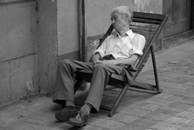 Resting in the street.