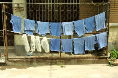 Blue towels.