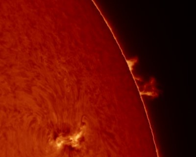 PROMINENCE AND AR1429 5th MARCH 2012.jpg