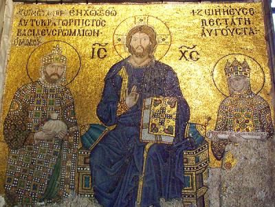 Mosaic with Jesus, Constantine IX and Zoe, 12 Century