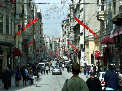Walking down Istiklal Avenue