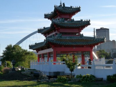 Peace pagoda, pedestrian bridge
