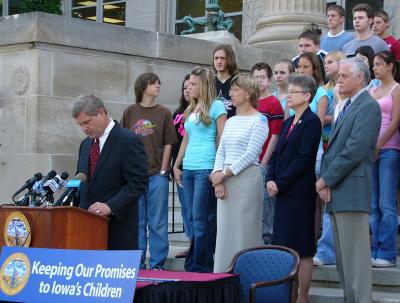 Governor and education supporters