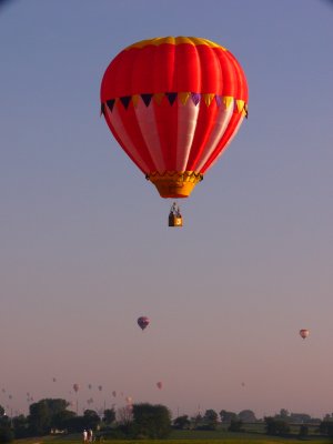 A swarm of balloons in the air