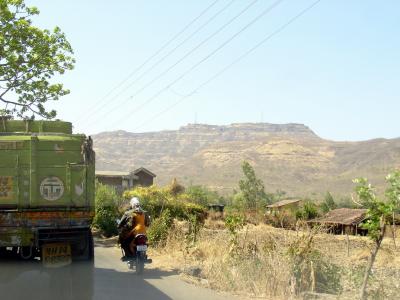 A distant view of Sinhagad Fort
