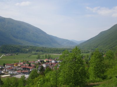 Overlooking the valley where the battle was fought; the Italians and the Austro Hungarians were in either set of mountains