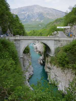 At the end of the walk, coming back into the town of Kobarid