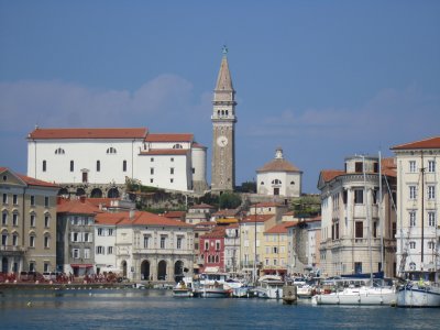This is Piran from the end of one of the piers, which we had not walked to before