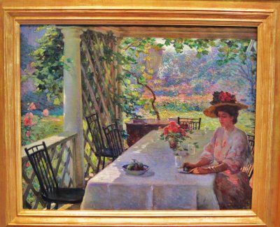 Painting of Women on Porch of Mansion by Chadwick