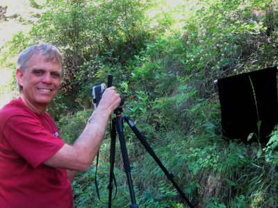 Tom photographing a very robust Piperia unalascensis. (Johanna Nelson) Wapshilla Ridge Hells Canyon, Idaho. 7/28/11