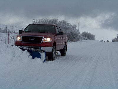 Pushing a little snow