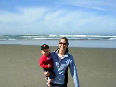 Beachcombing with mom and Will