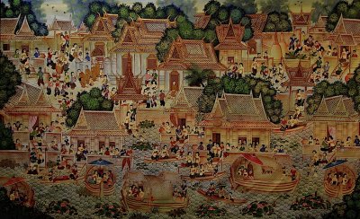 Large painting of river life