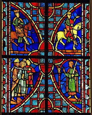 Four panels of stained glass