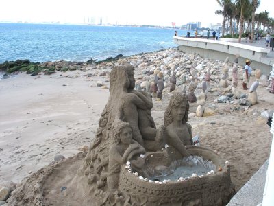 Sand sculpture, Malecon, Puerto Vallarta