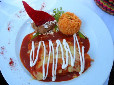 Enchiladas with red salsa, Si Senor Restaurant, Puerto Vallarta