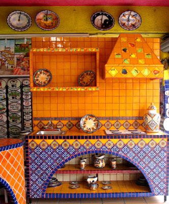 Tile kitchen counter shop display, Puerto Vallarta
