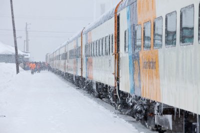 Polar Bear Express along platform 2011 Feb 21