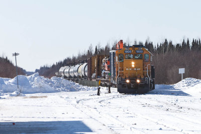 2011 March 6 an extra Sunday freight train arrives in Moosonee