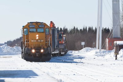 2011 March 6 an extra Sunday freight train arrives in Moosonee