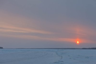 Road to Moose Factory at sunrise 2011 March 25th