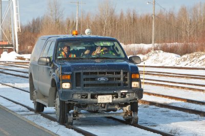 Hirail vehicle in Moosonee