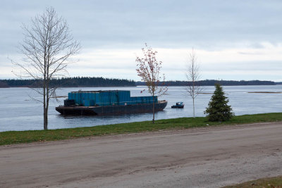 Barge being towed towards winter storage 2011 Nov 2
