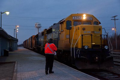 Ontario Northland Railway Freight 419 at Moosonee 2011 November 25th
