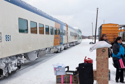 2011 Dec 7 GO Transit bilevel 2423 joined the consist of the Polar Bear Express run to Moosonee