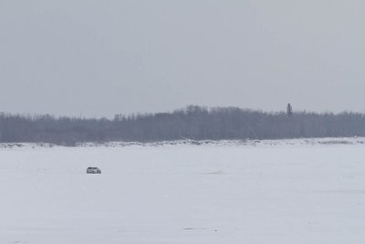 Vehicle travelling across the Moose River 2012 January 1st