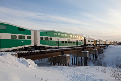 2012 February 27th two GO Transit bilevels in the consist of the Polar Bear Express.