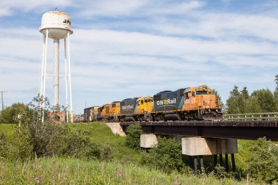 Three locomotives ready to haul Polar Bear Express south 2012 July 20th