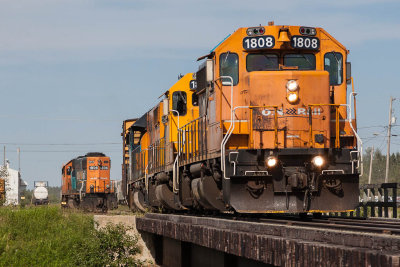 Triple headed Polar Bear Express with freight engine at left