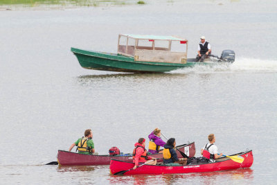 Paddled canoes arriving in Moosonee 2012 August 28th