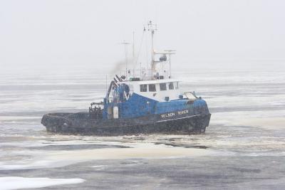 Tug Nelson River in snow and ice