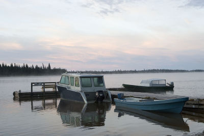 Three boats at dawn