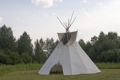 Tipi erected across from Seniors Residence