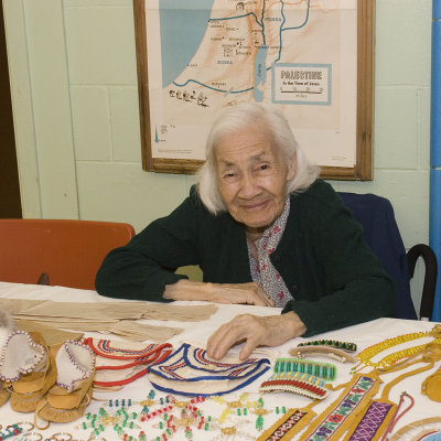 Rosie selling crafts