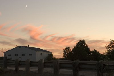 Sunset over old sewage plant