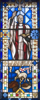 Stained glass in honour of Rev. Fred Mark