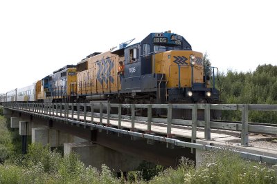 Special train for National Cree Gathering on Store Creek Bridge 2006 August 13