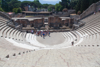 Day 6 -Marilyn climbing theater stairs -  Pompeii
