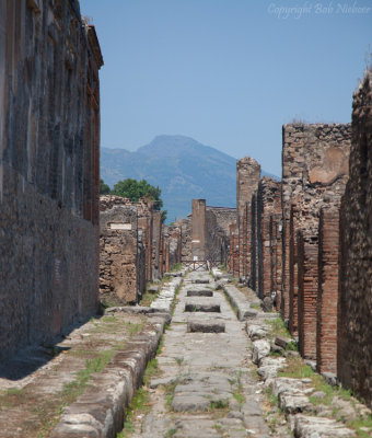 Day 6 - Roadway - note the chariot/cart tracks and the crossing stones - Pompeii