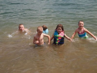 Kids in Table Rock Lake