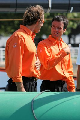 Franck Proffit, navigateur, et Franck Cammas, skipper