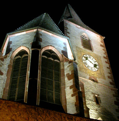 216 Unawihr l'glise fortifie de nuit